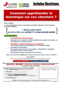 Invitation Comment apréhender la domotique électriciens 05.07.16