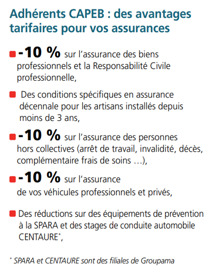 avantages tarifaires partenariat CAPEB 71 - GROUPAMA