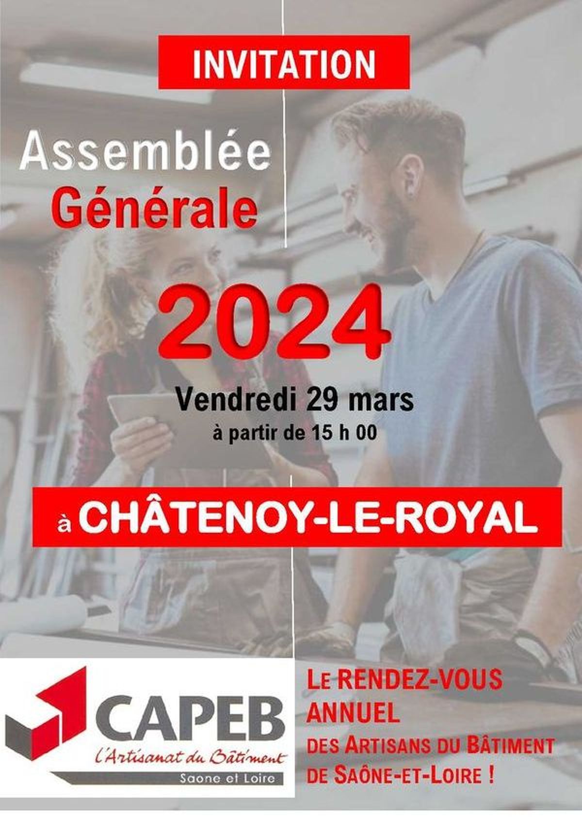 Invitation Assemblée Générale 2024 CAPEB 71 